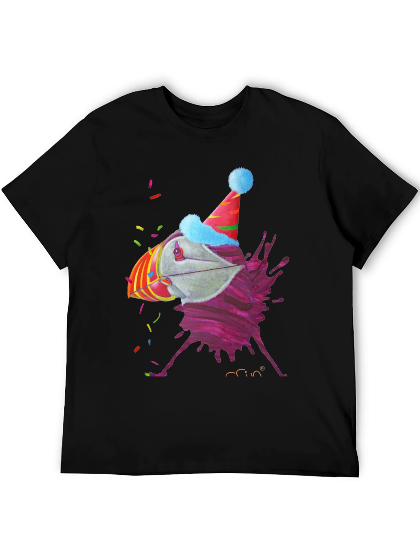 Party Puffin Graphic Tee - Black Crew Neck