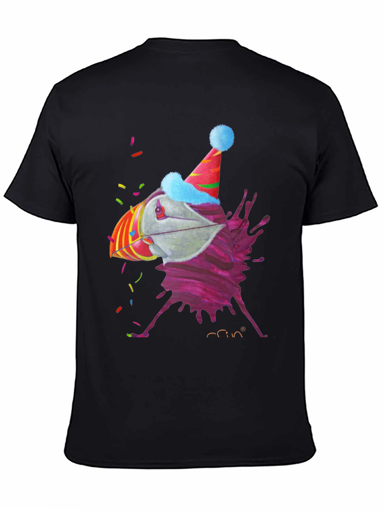 Party Puffin Graphic Tee - Black Crew Neck