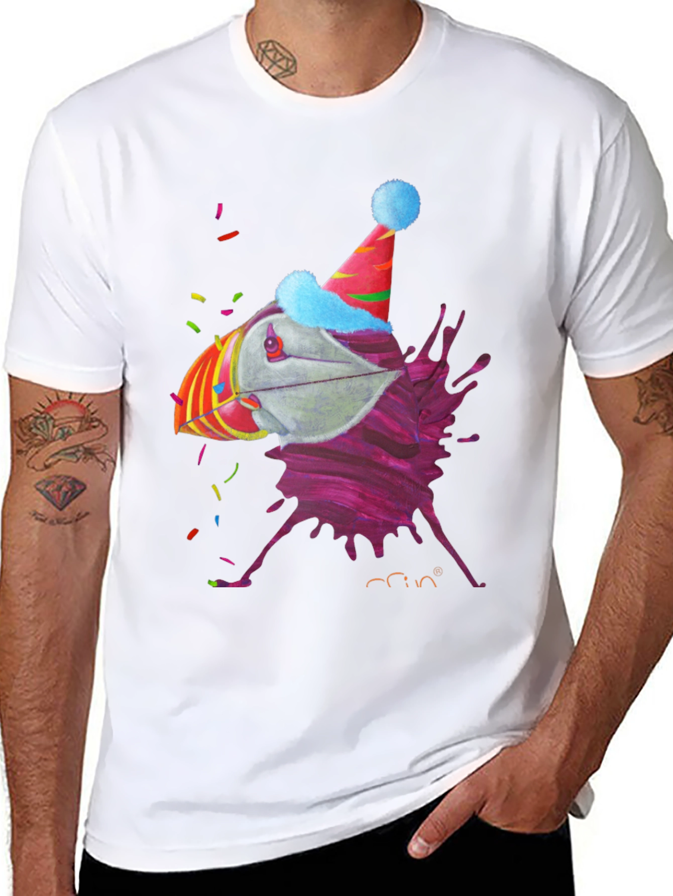 Party Puffin Graphic Tee - Black Crew Neck