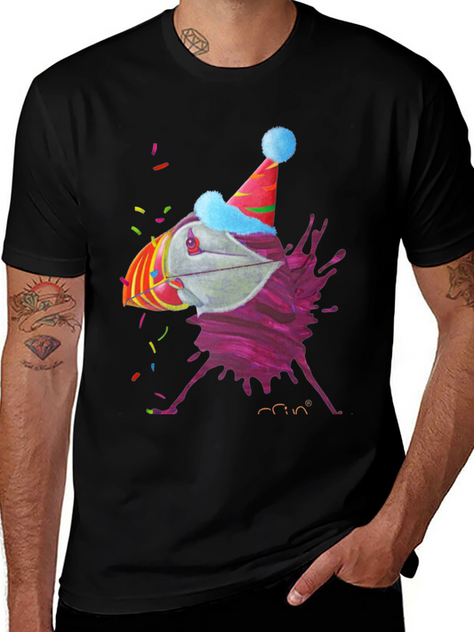 Party Puffin Graphic Tee - Black Crew Neck