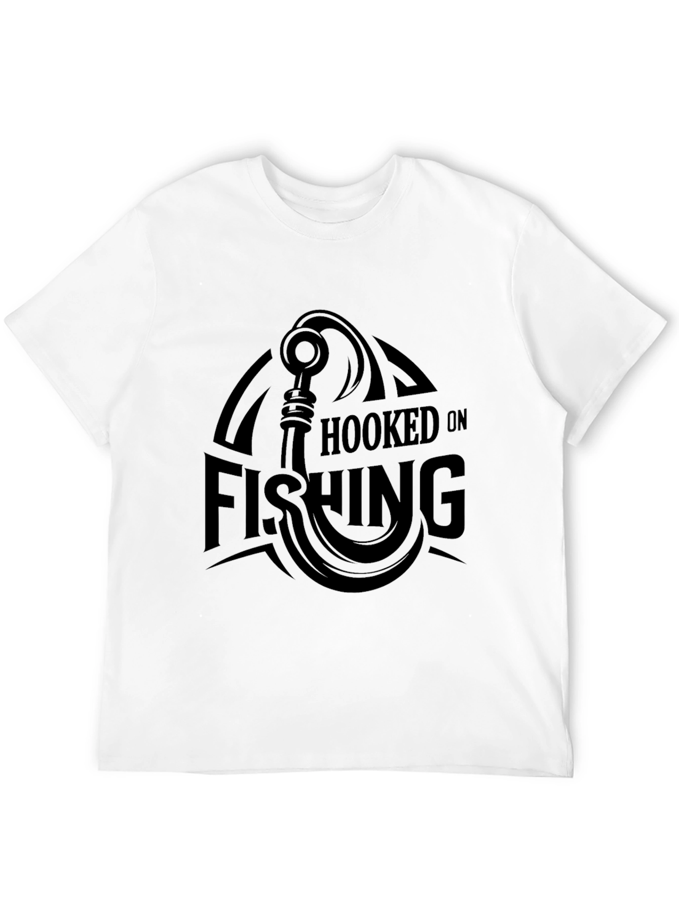 Hooked on Fishing Black T-Shirt