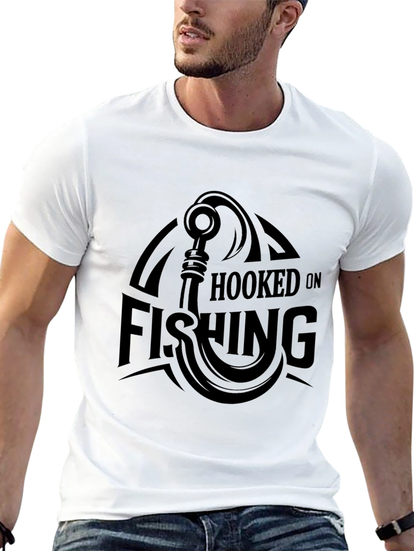 Hooked on Fishing Black T-Shirt