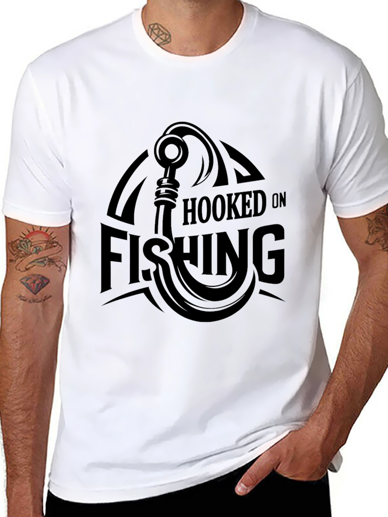 Hooked on Fishing Black T-Shirt