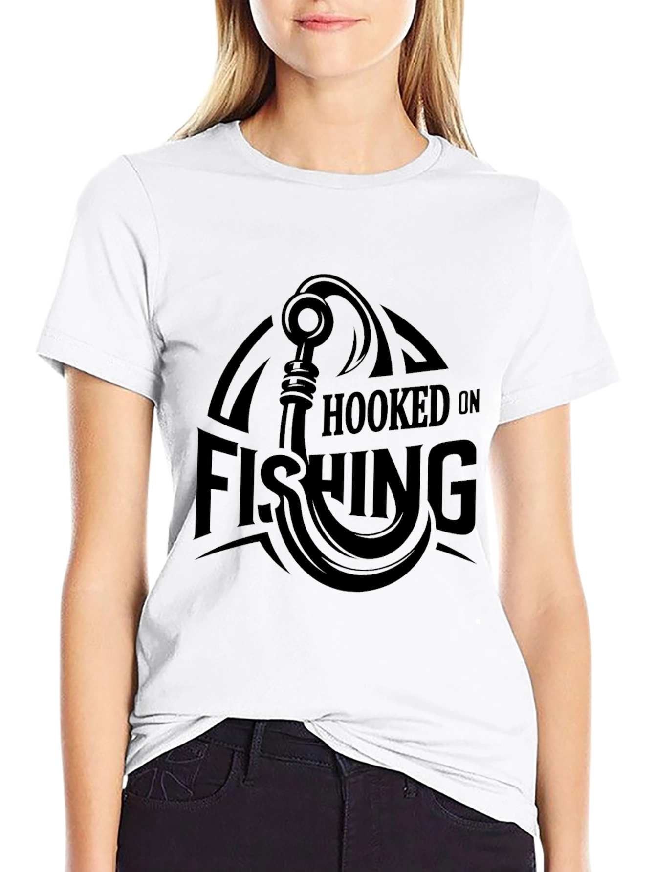 Hooked on Fishing Black T-Shirt