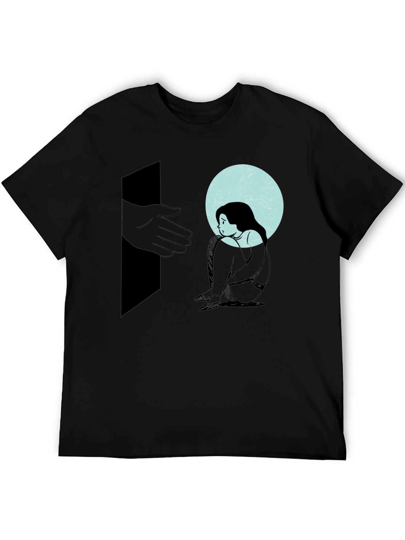 Melancholy Graphic Print Tee - Unisex Black Cotton T-Shirt