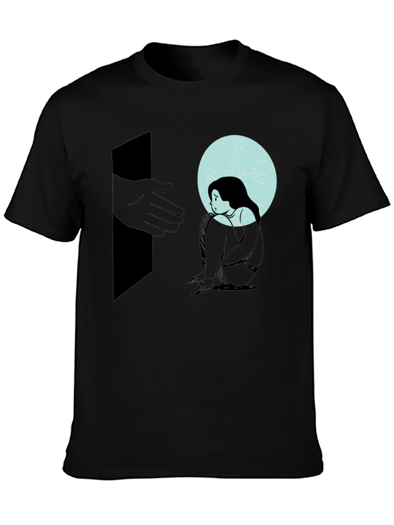 Melancholy Graphic Print Tee - Unisex Black Cotton T-Shirt