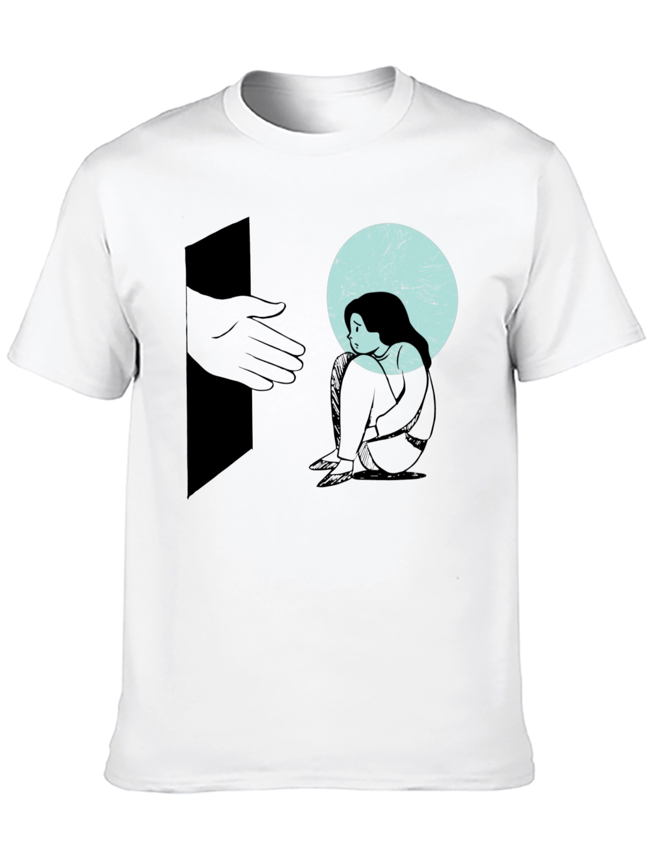 Melancholy Graphic Print Tee - Unisex Black Cotton T-Shirt
