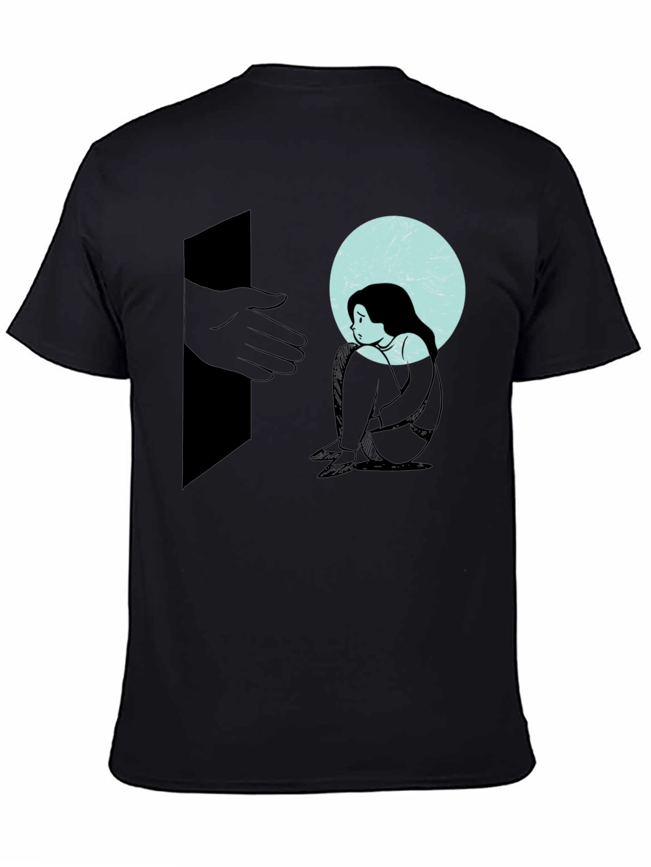 Melancholy Graphic Print Tee - Unisex Black Cotton T-Shirt