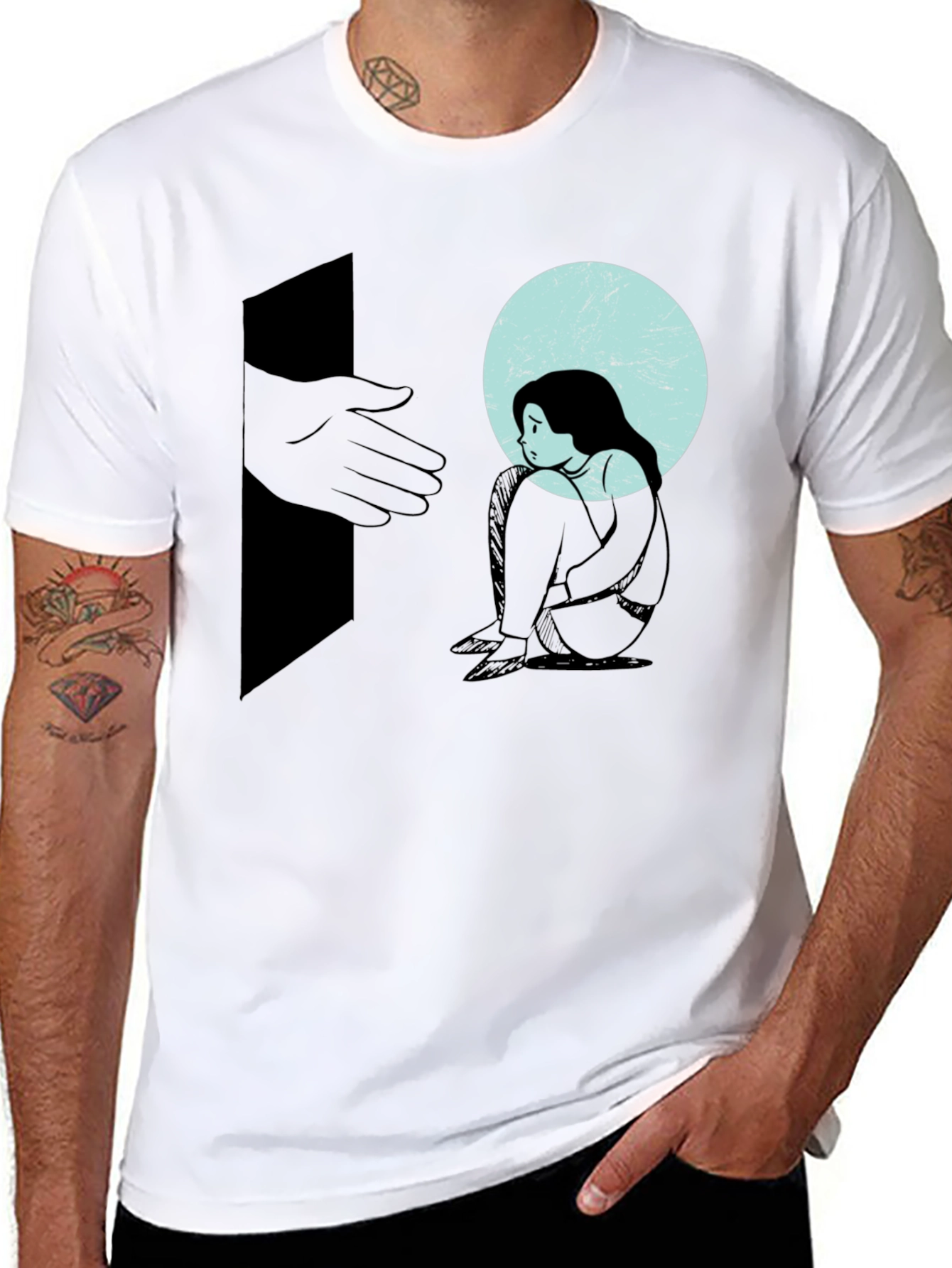 Melancholy Graphic Print Tee - Unisex Black Cotton T-Shirt