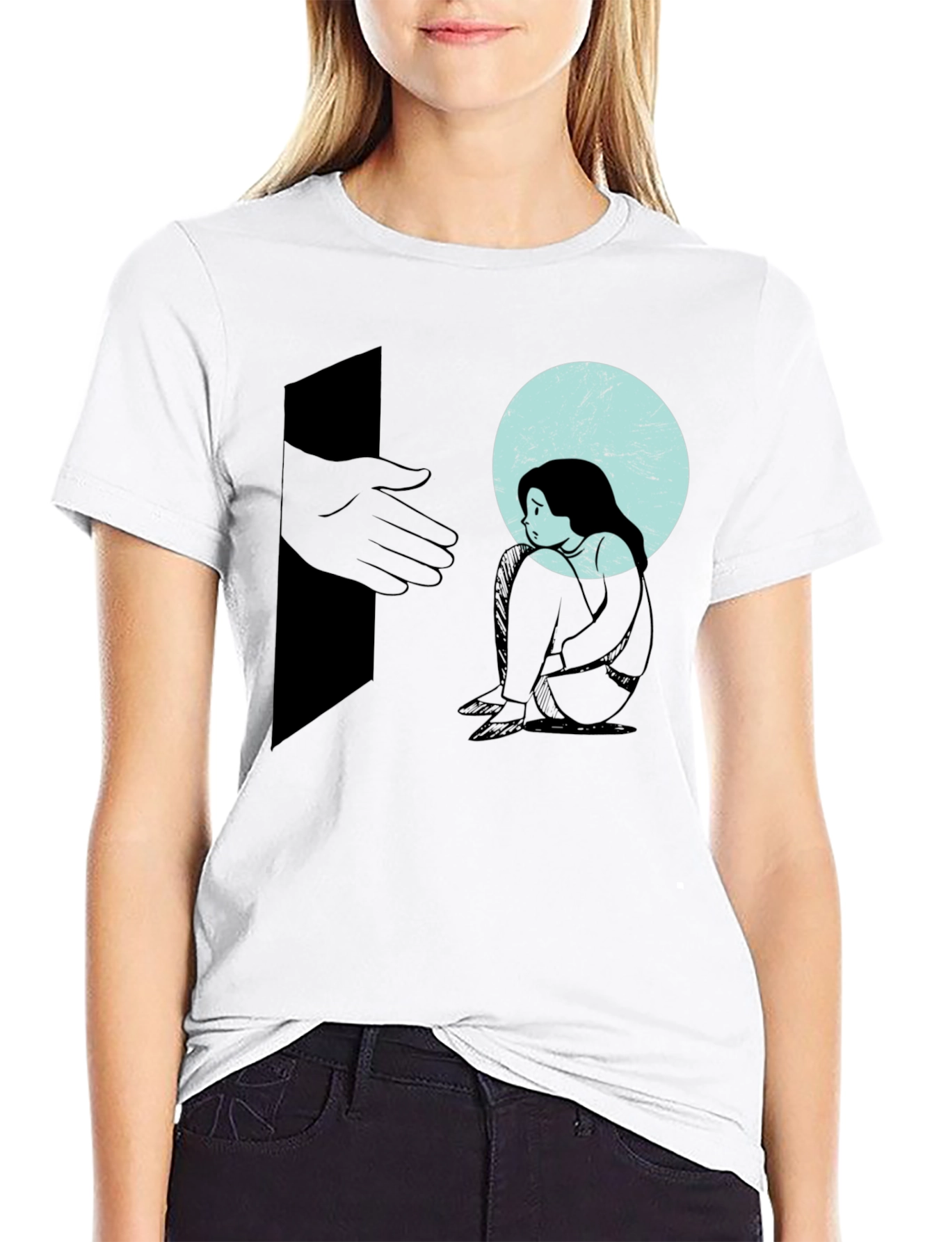 Melancholy Graphic Print Tee - Unisex Black Cotton T-Shirt