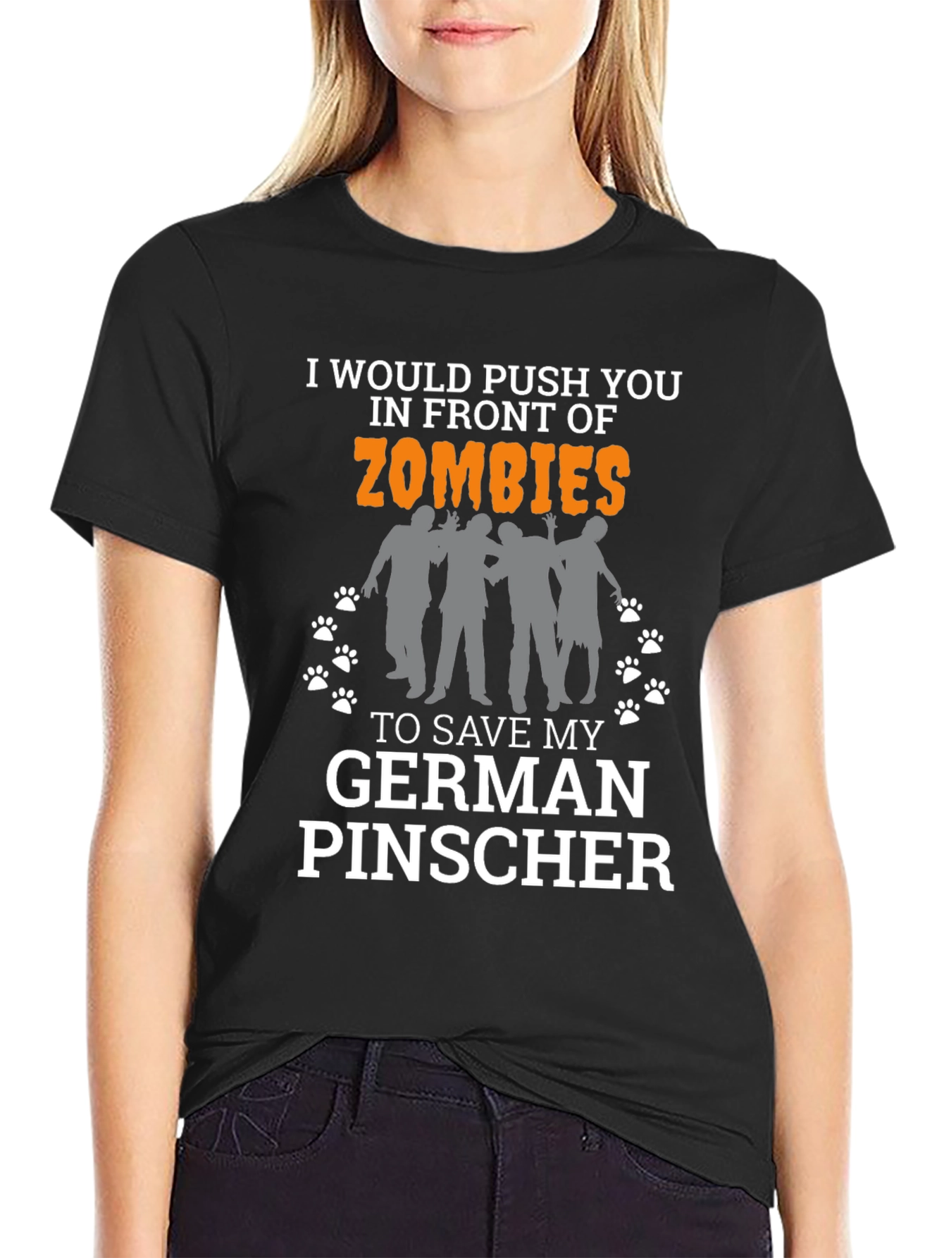 Zombie German Pinscher Graphic T-Shirt