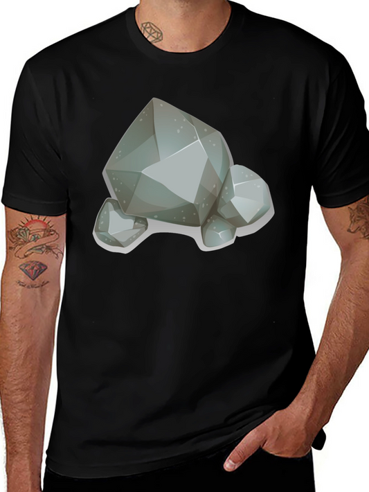 Cartoon Rock Graphic T-Shirt - Classic Crew Neck Tee