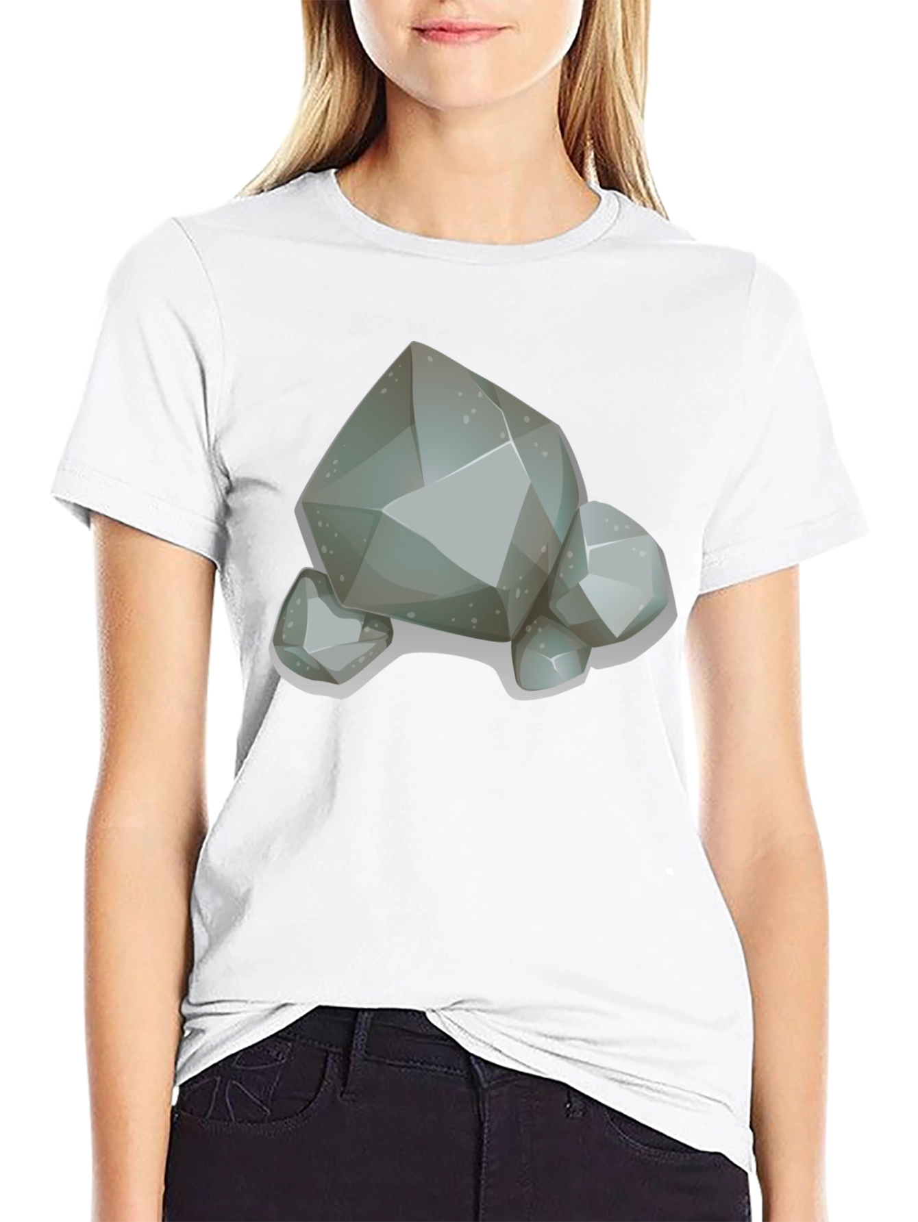 Cartoon Rock Graphic T-Shirt - Classic Crew Neck Tee