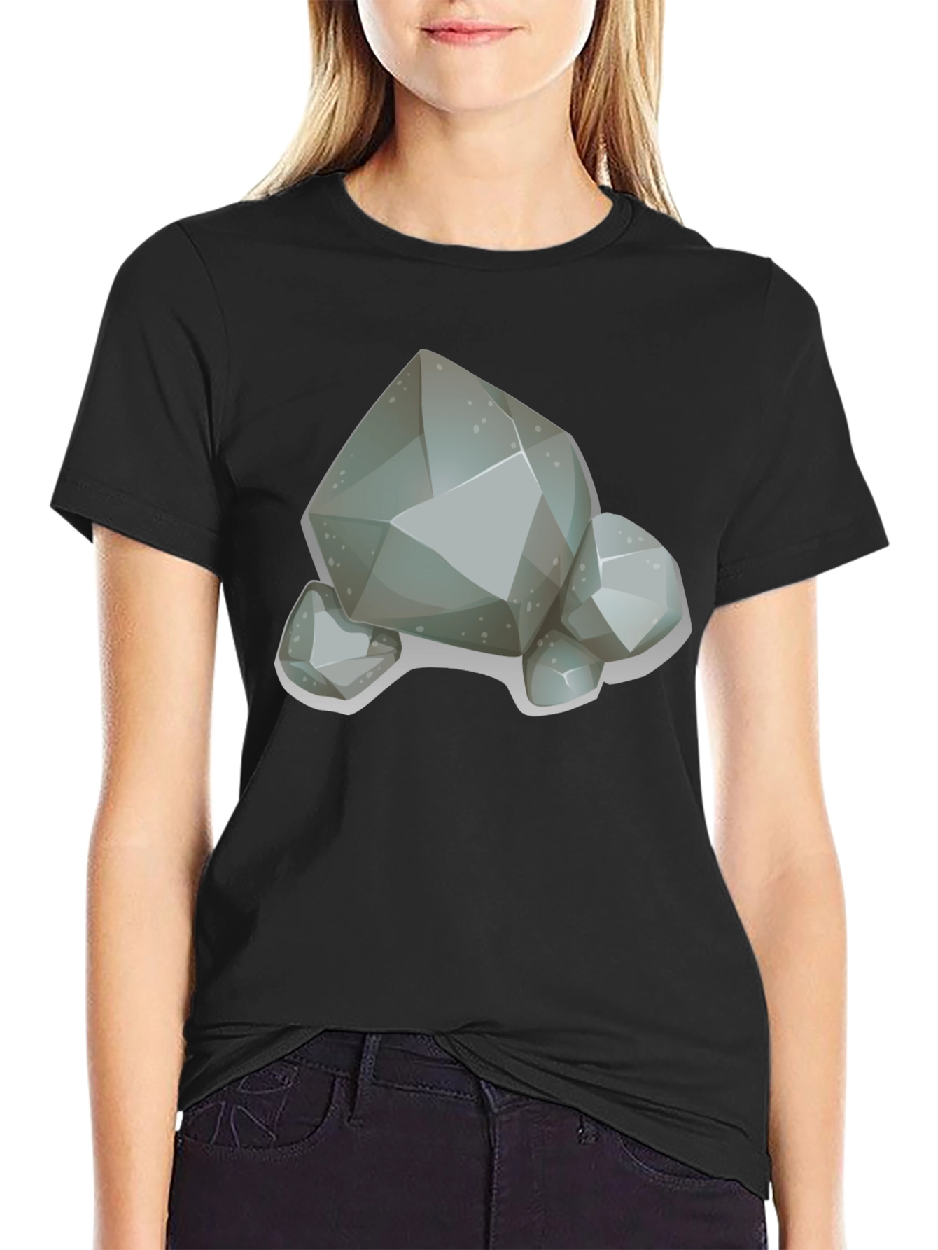 Cartoon Rock Graphic T-Shirt - Classic Crew Neck Tee