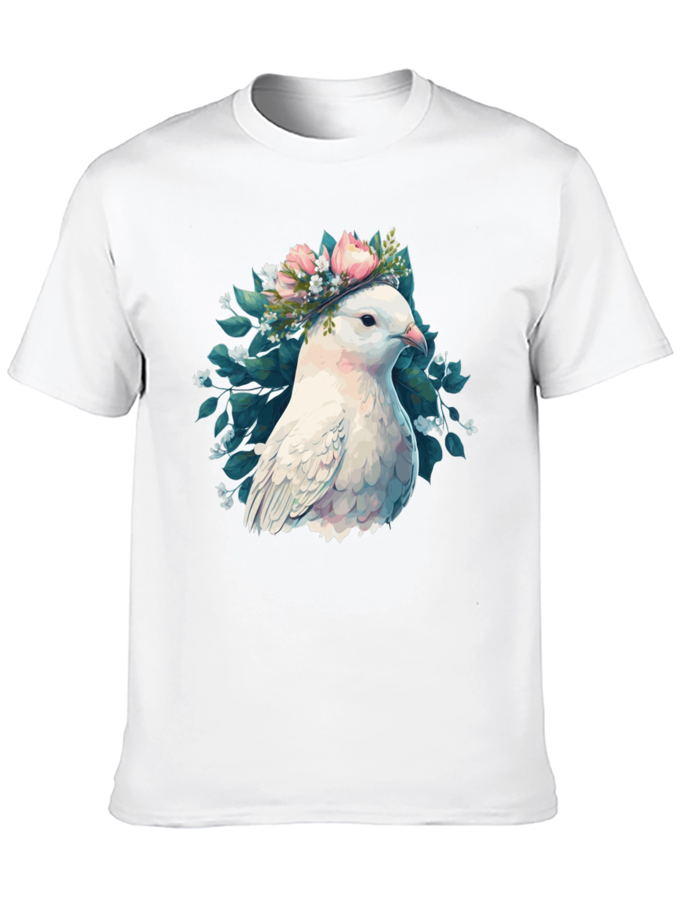 Dove & Floral Wreath Graphic T-Shirt
