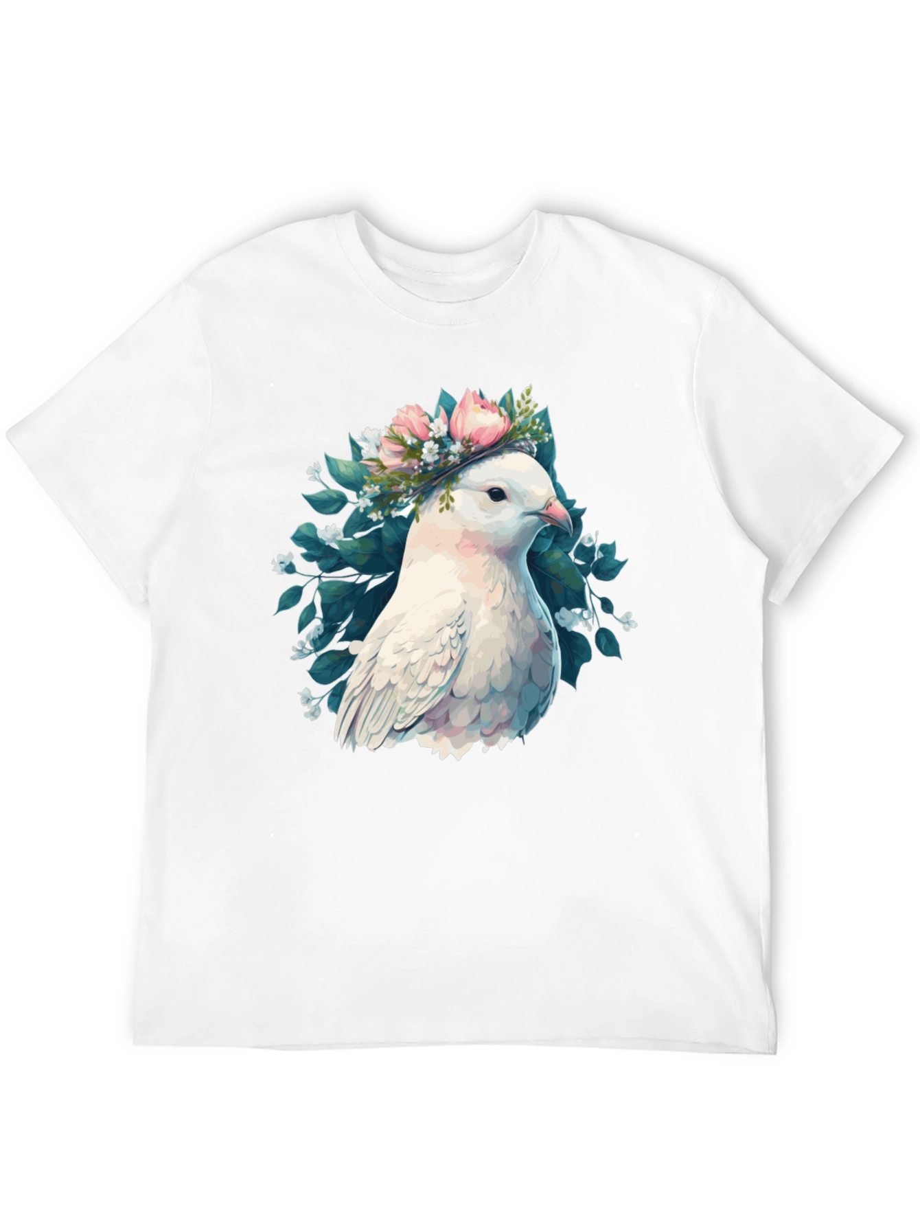 Dove & Floral Wreath Graphic T-Shirt