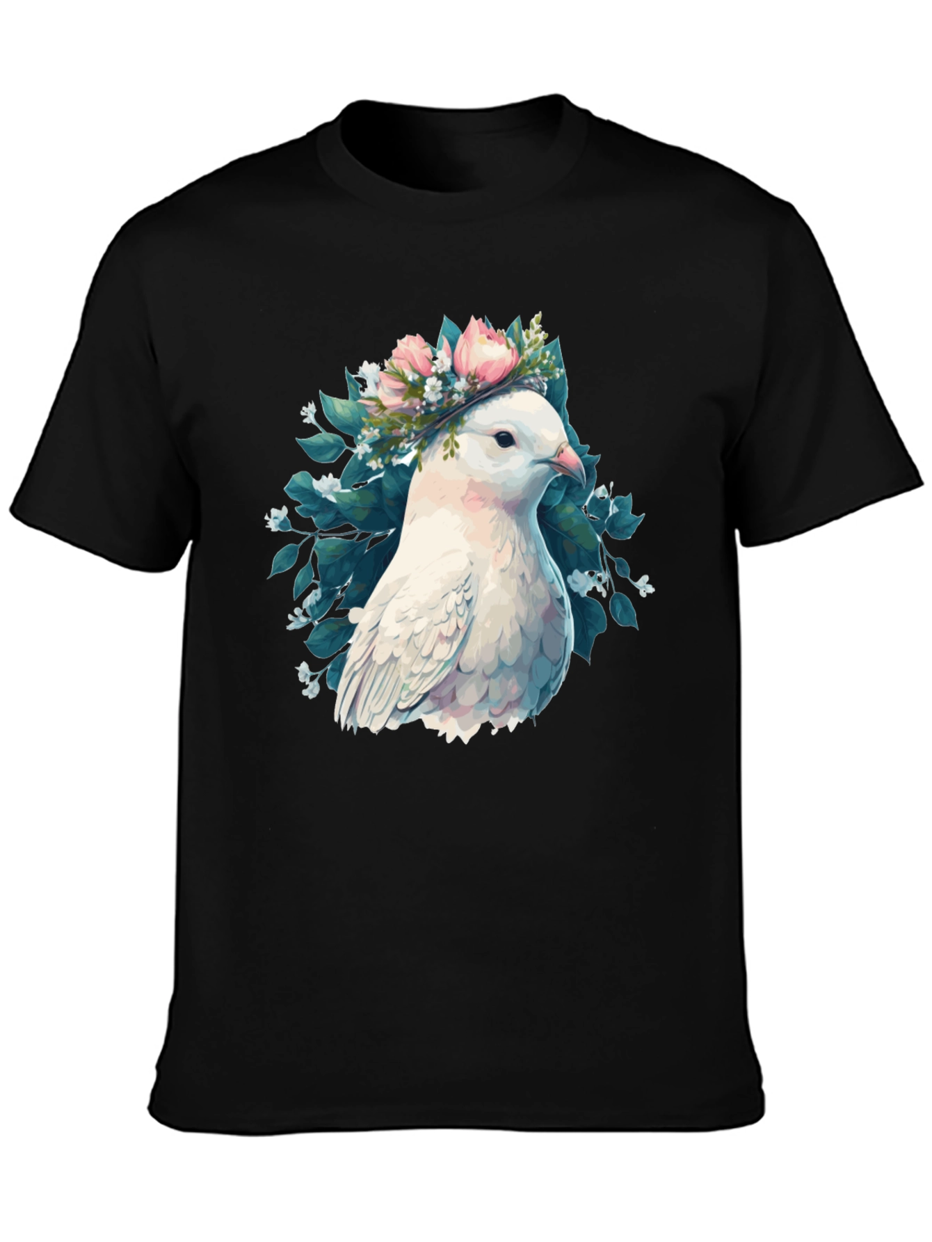 Dove & Floral Wreath Graphic T-Shirt