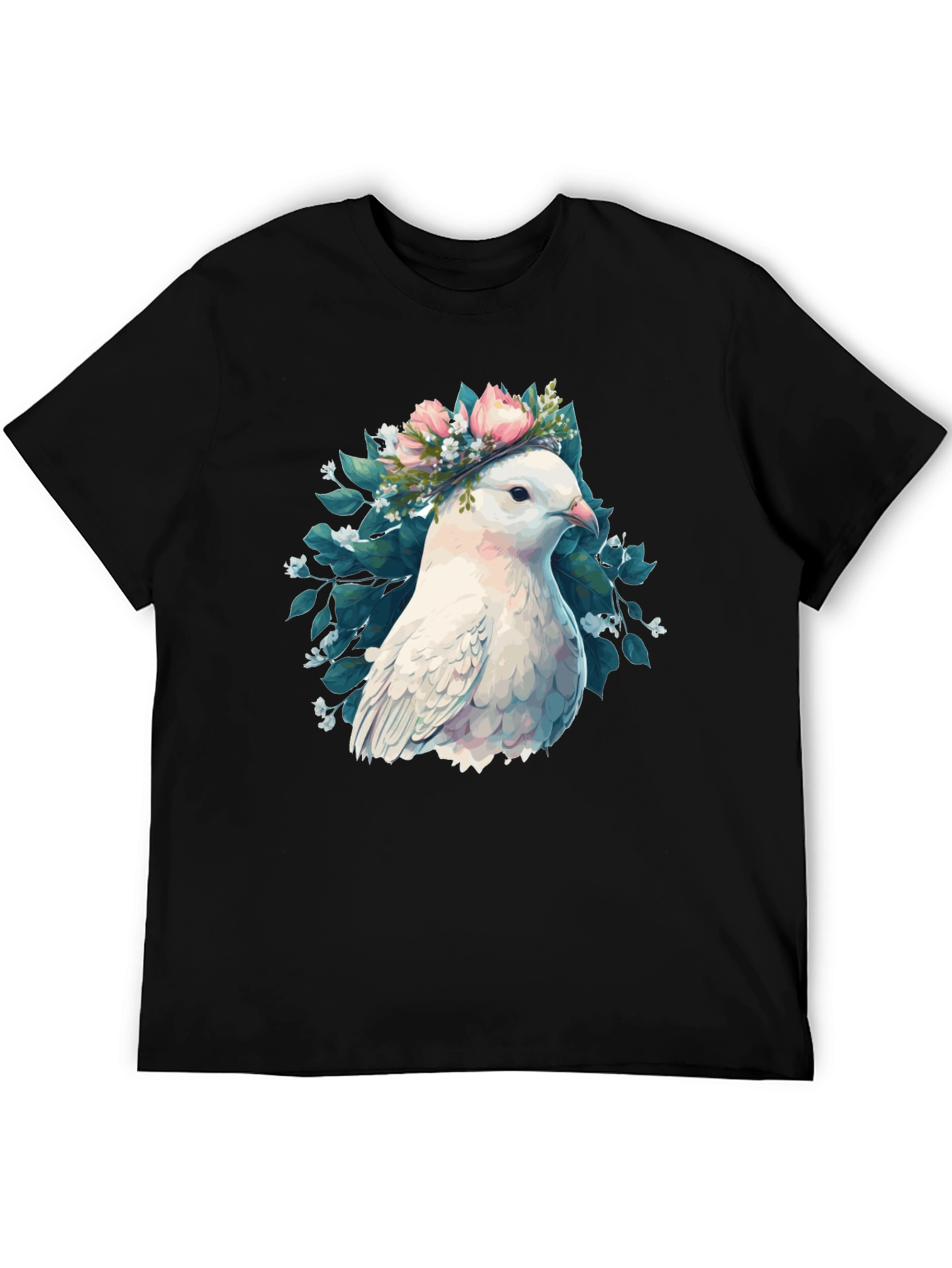 Dove & Floral Wreath Graphic T-Shirt