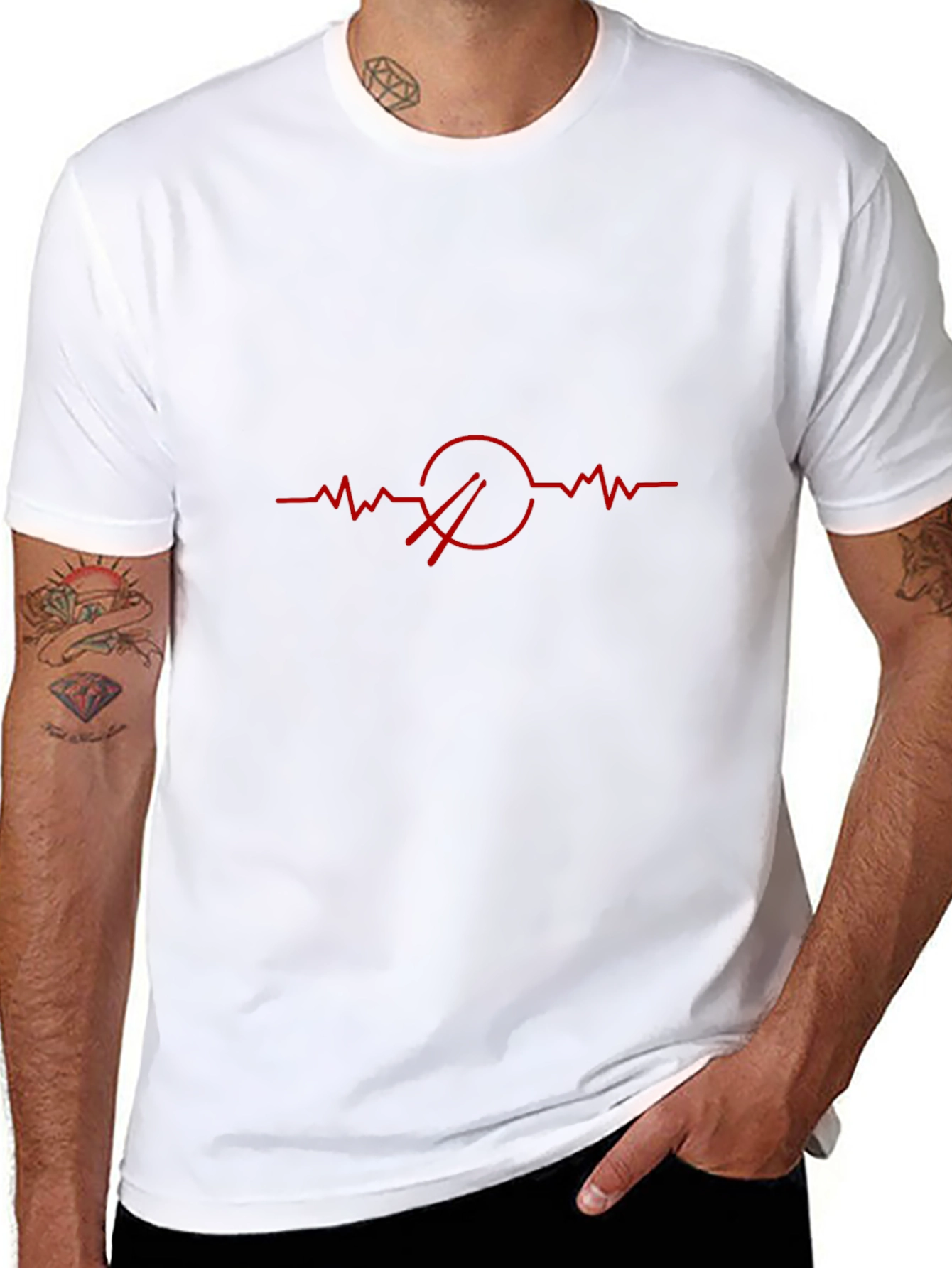 Drum Heartbeat T-Shirt - Black Crew Neck