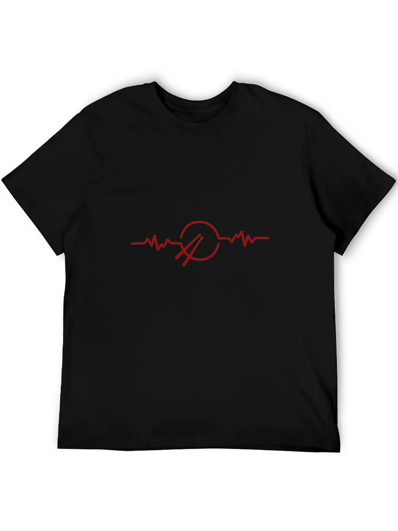 Drum Heartbeat T-Shirt - Black Crew Neck