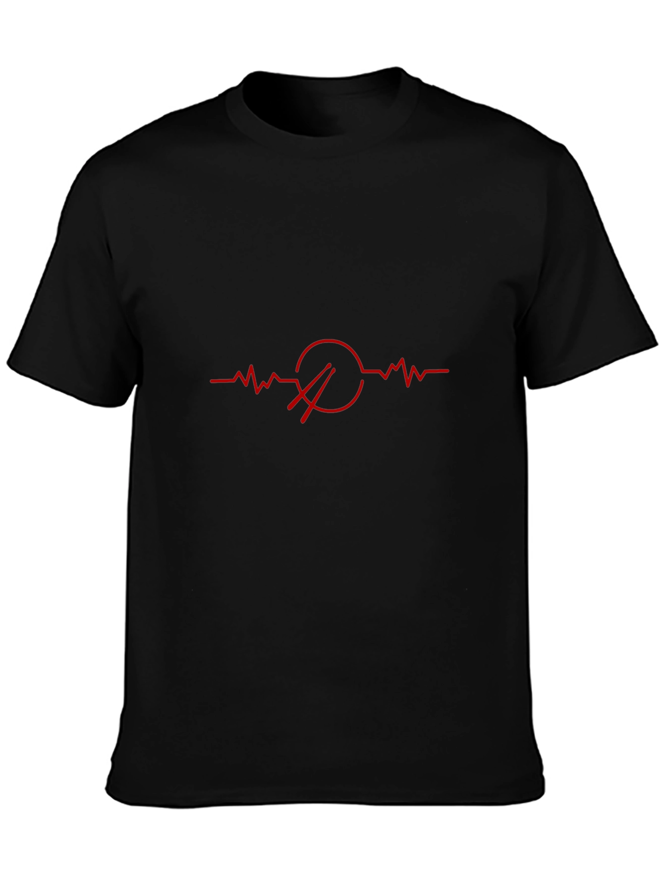 Drum Heartbeat T-Shirt - Black Crew Neck