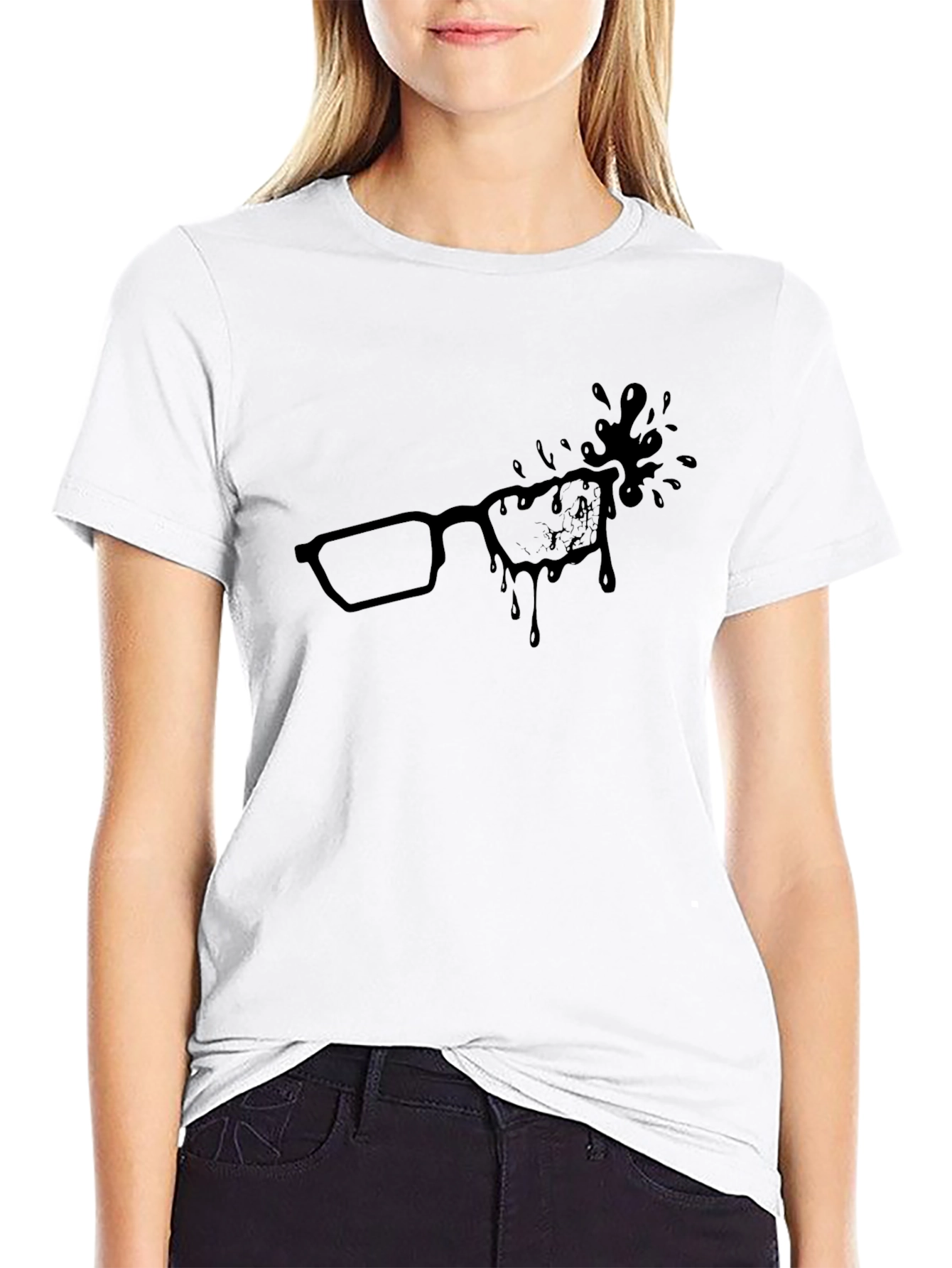 Ink Splatter Glasses Graphic Tee - Black