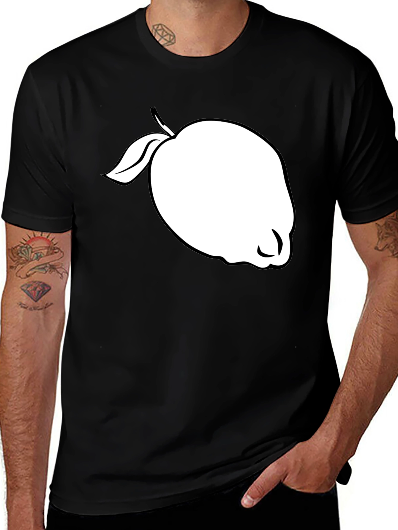 Black T-Shirt with White Guava Graphic