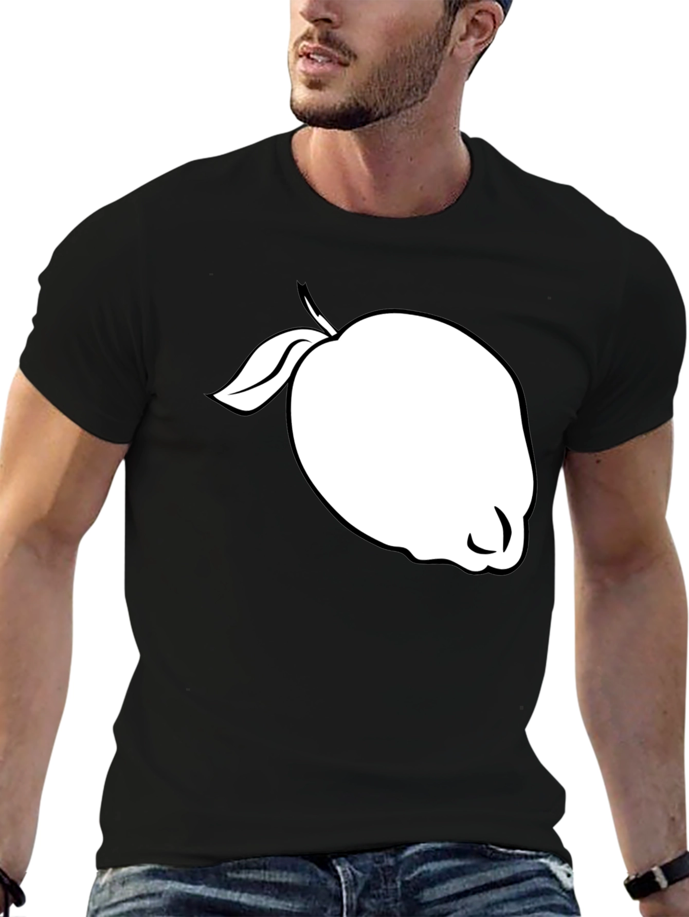 Black T-Shirt with White Guava Graphic