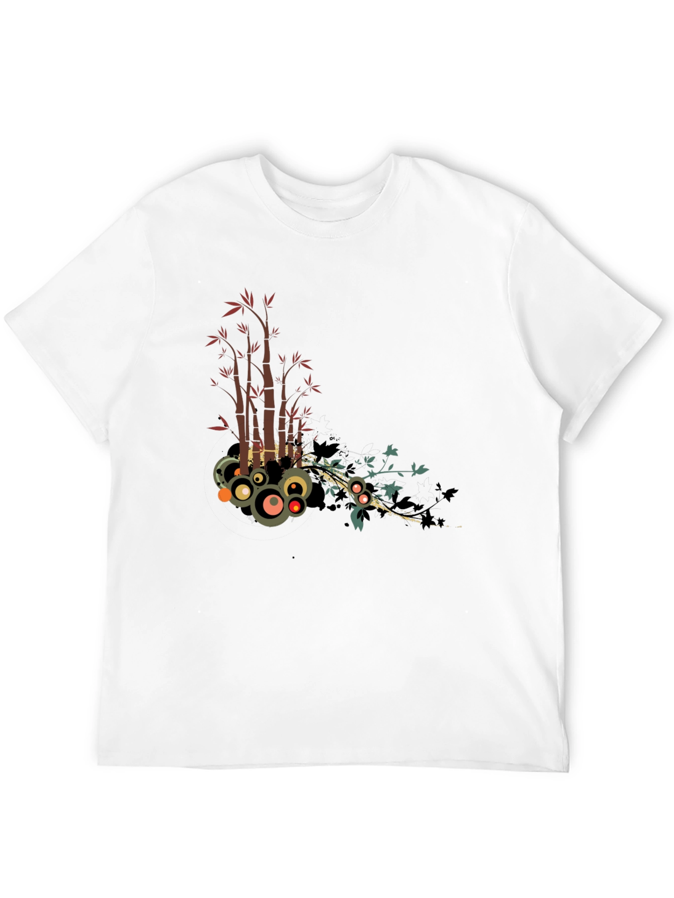 Stylish Black Tee with Bamboo Circle Design