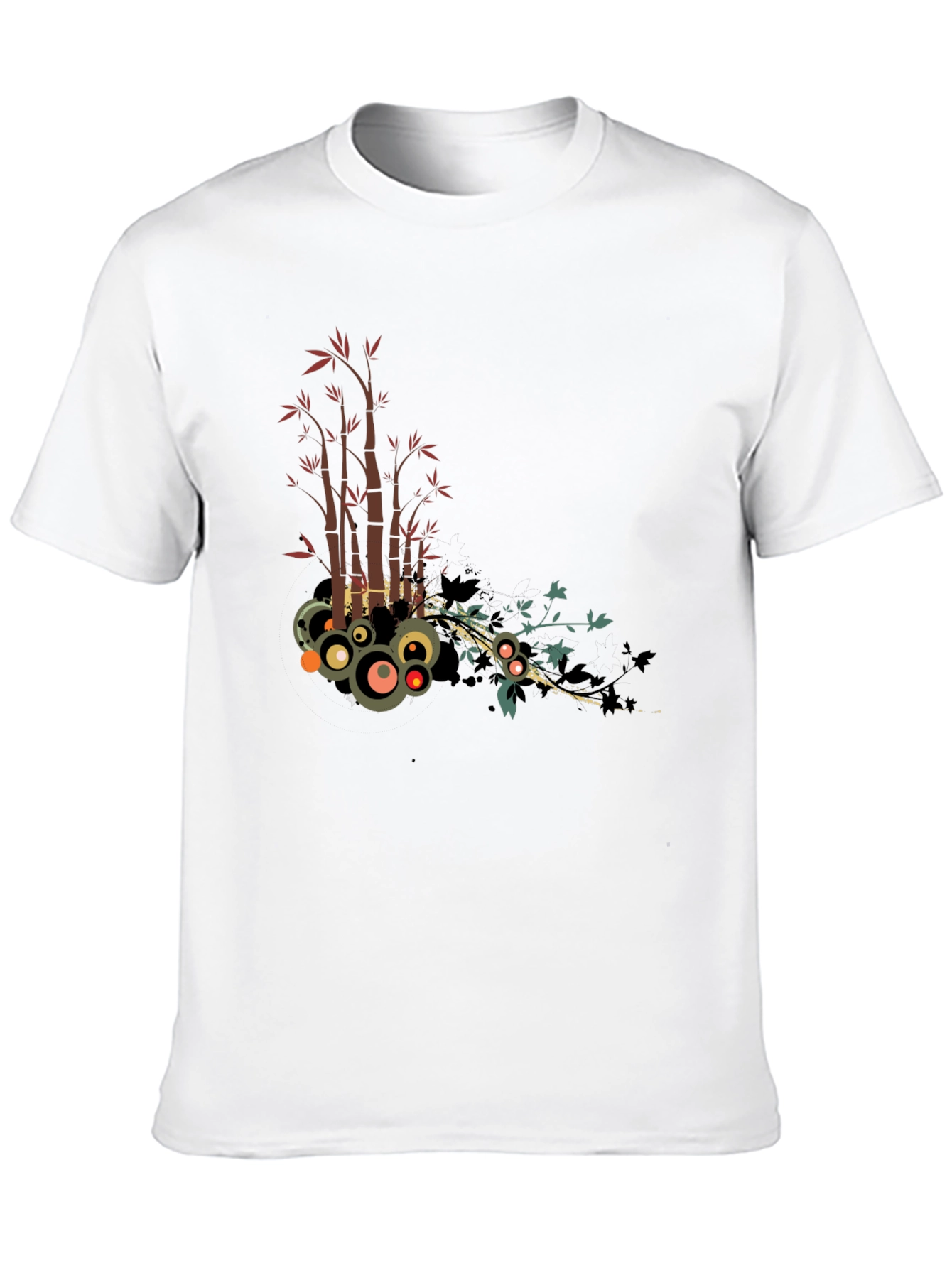 Stylish Black Tee with Bamboo Circle Design
