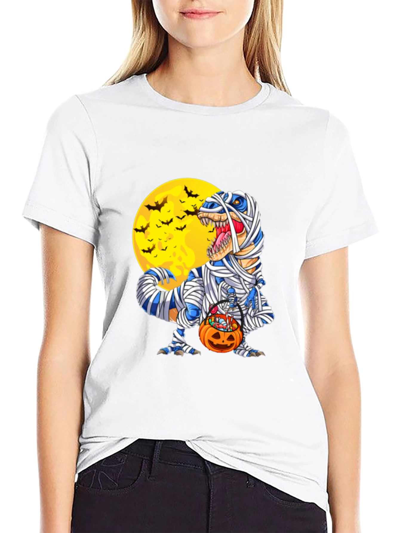 Halloween Mummy T-Rex Graphic Tee