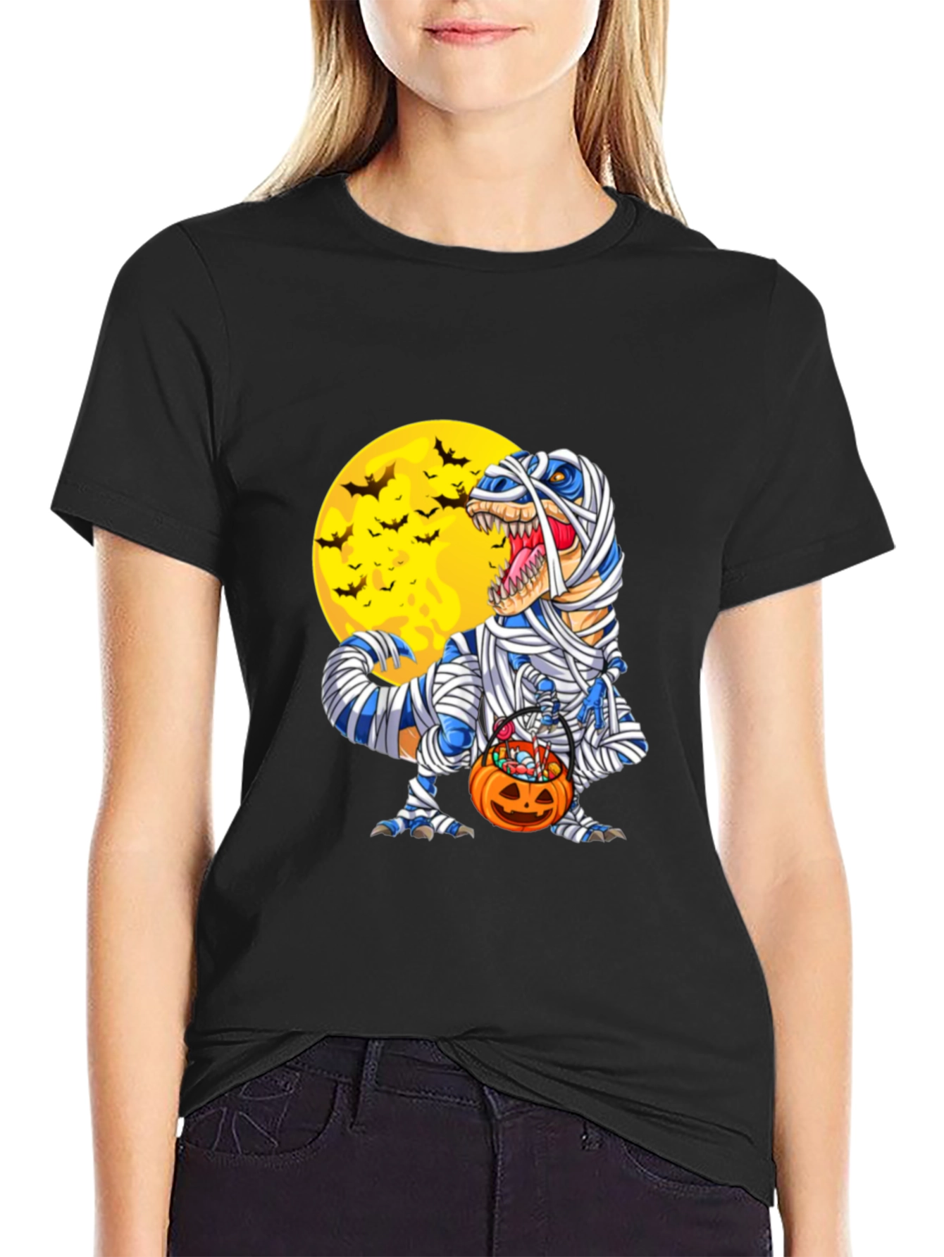 Halloween Mummy T-Rex Graphic Tee