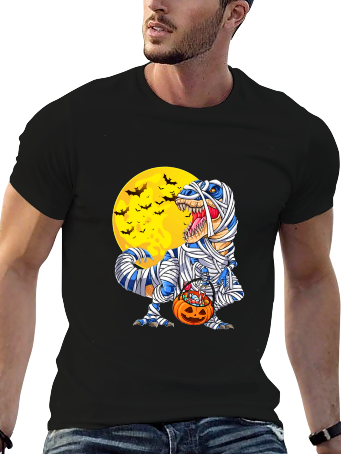 Halloween Mummy T-Rex Graphic Tee