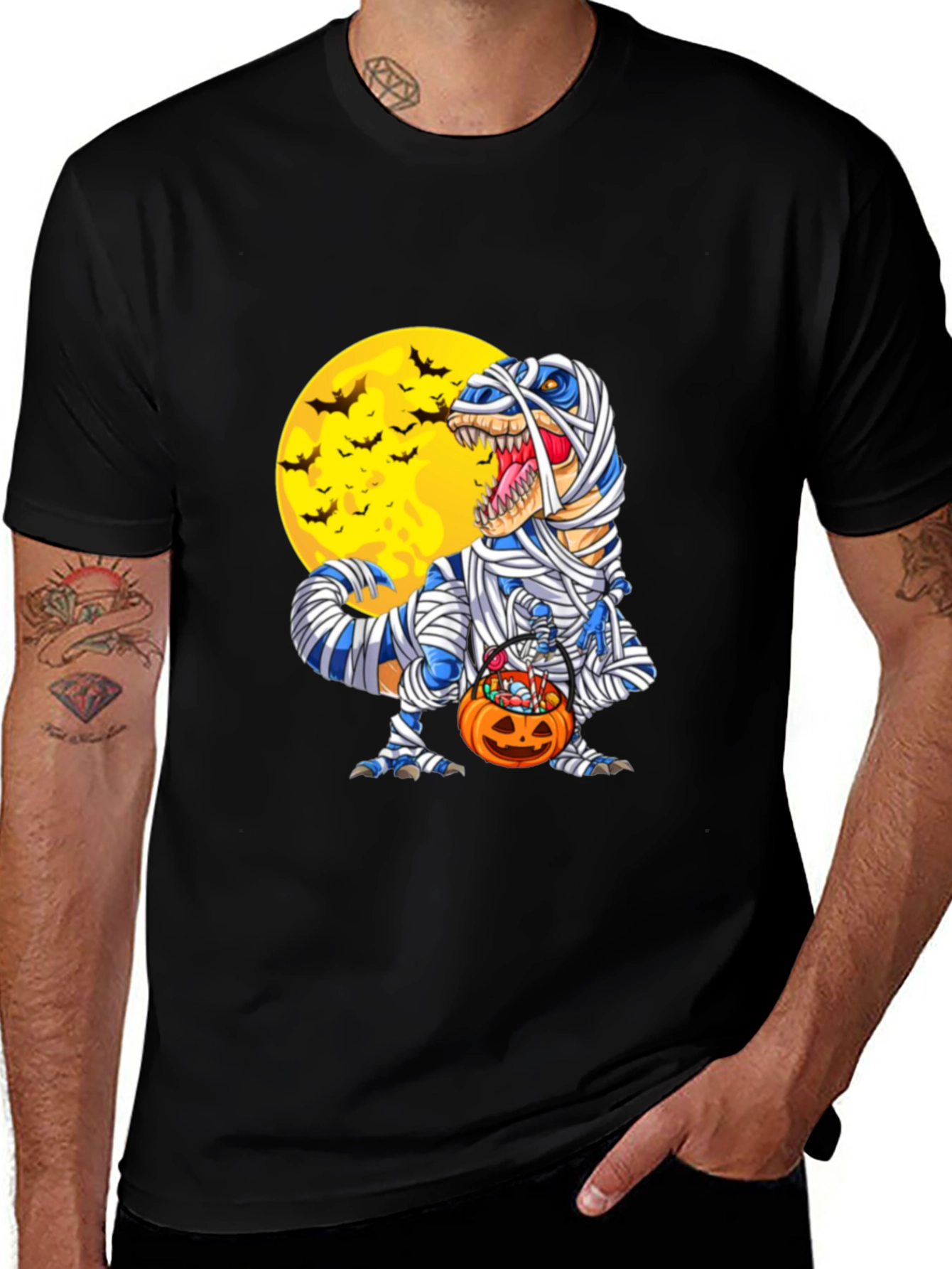 Halloween Mummy T-Rex Graphic Tee