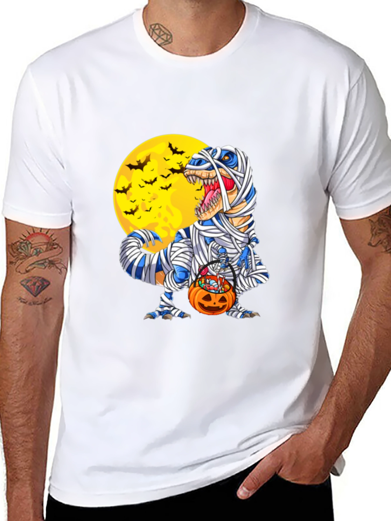 Halloween Mummy T-Rex Graphic Tee