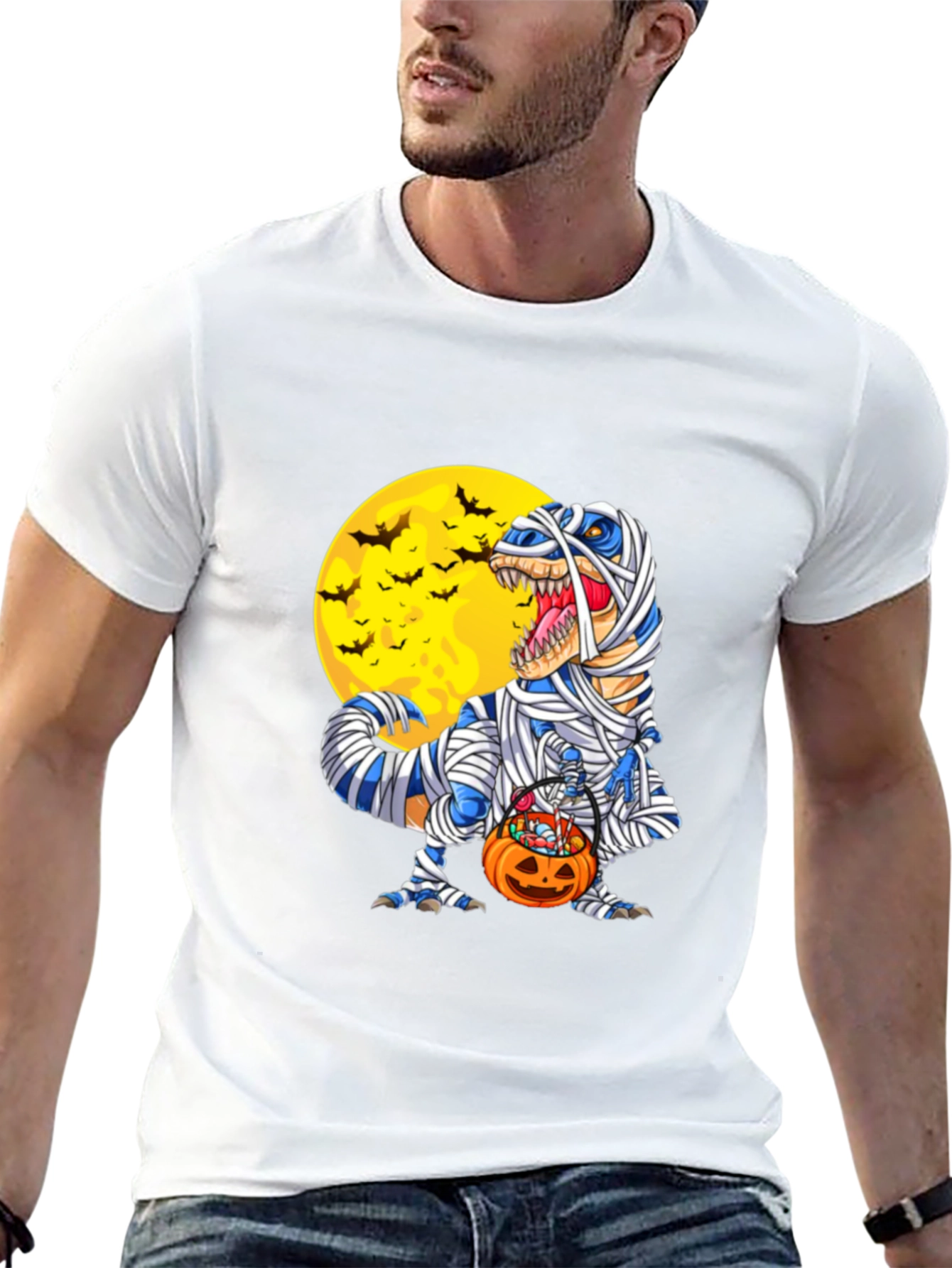 Halloween Mummy T-Rex Graphic Tee