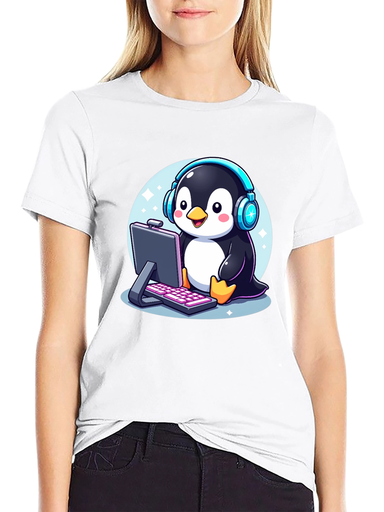 Gamer Penguin Graphic Tee - Cool Cartoon T-Shirt