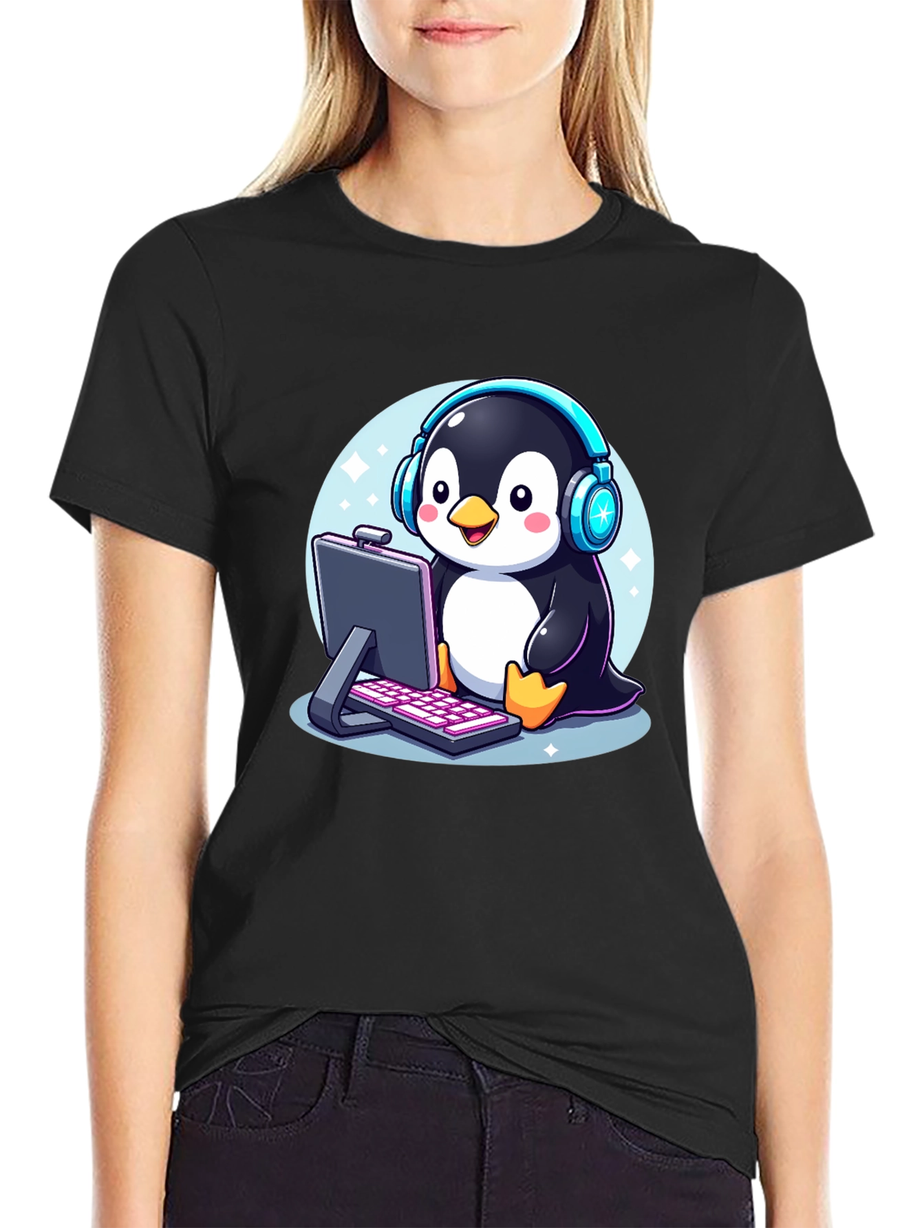 Gamer Penguin Graphic Tee - Cool Cartoon T-Shirt