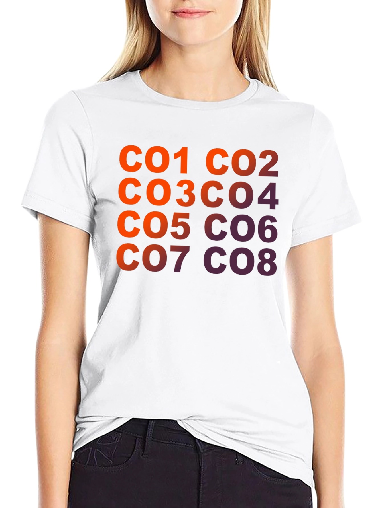 CO1-CO8 Gradient Text Graphic Print Black T-Shirt