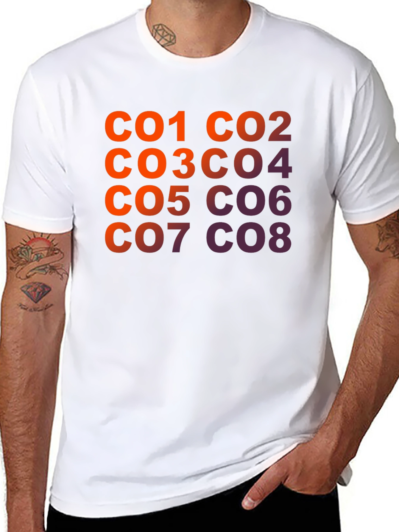 CO1-CO8 Gradient Text Graphic Print Black T-Shirt
