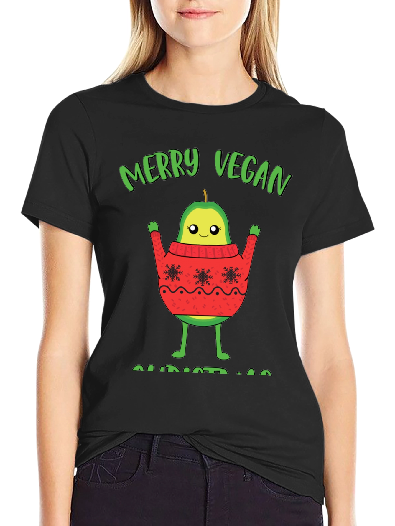 Merry Vegan Christmas T-Shirt Avocado Sweater
