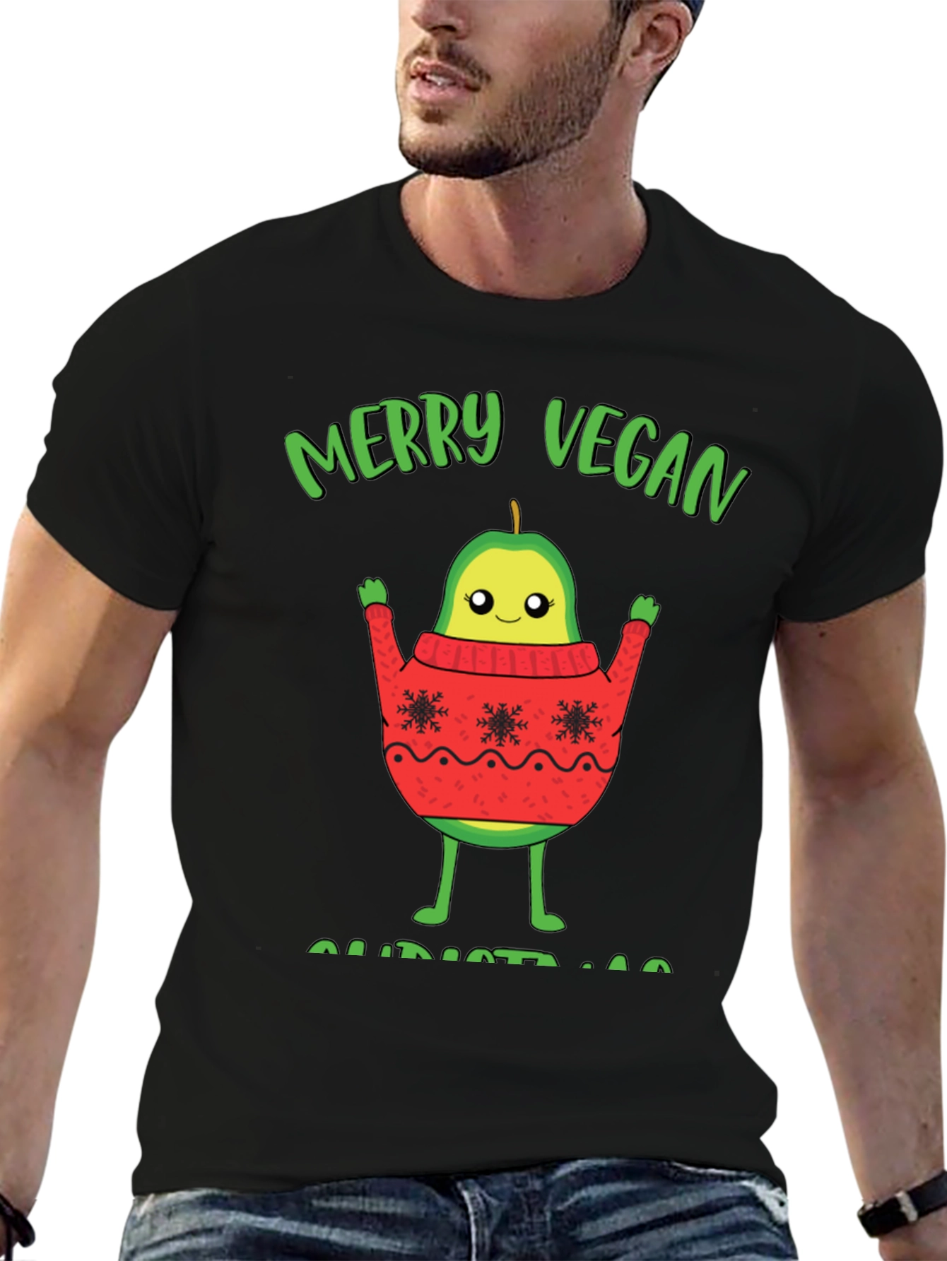 Merry Vegan Christmas T-Shirt Avocado Sweater