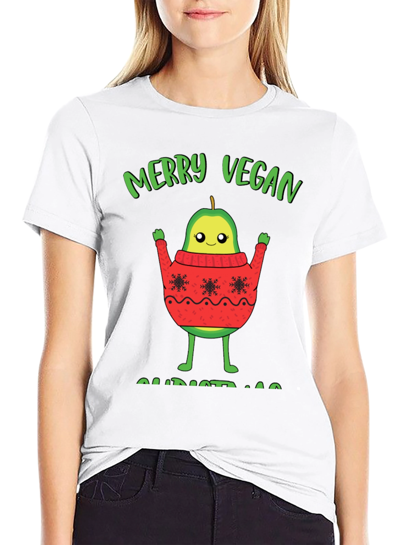 Merry Vegan Christmas T-Shirt Avocado Sweater