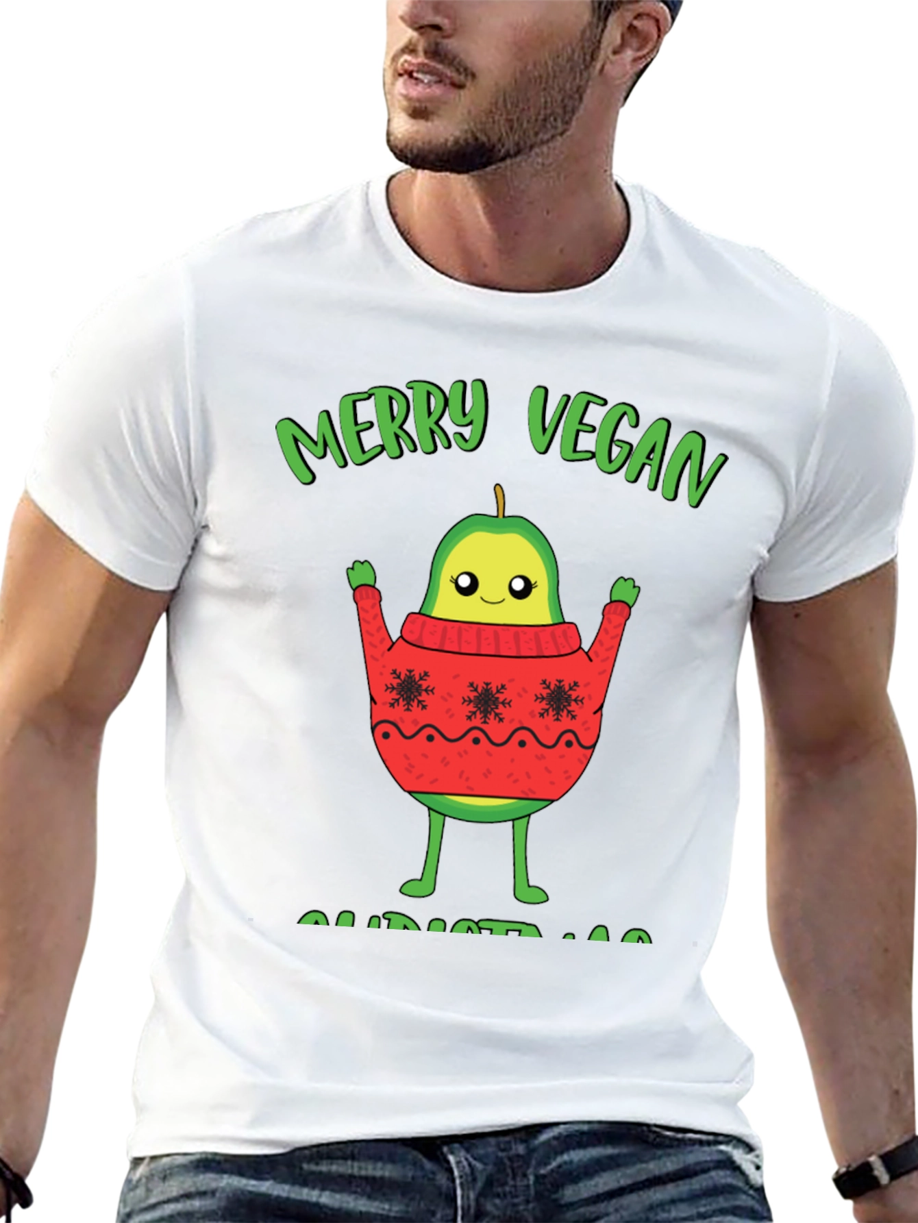 Merry Vegan Christmas T-Shirt Avocado Sweater