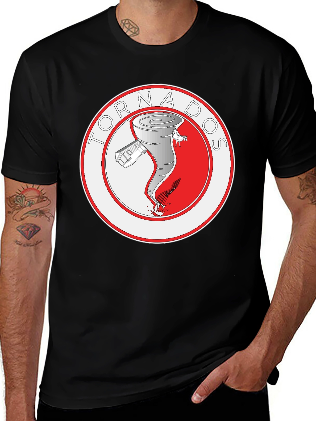 Tornadoes Graphic Tee - Black Cotton Casual Shirt