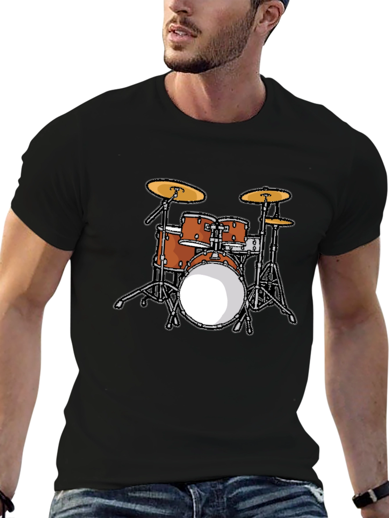 Cool Drum Set Graphic Tee - Black