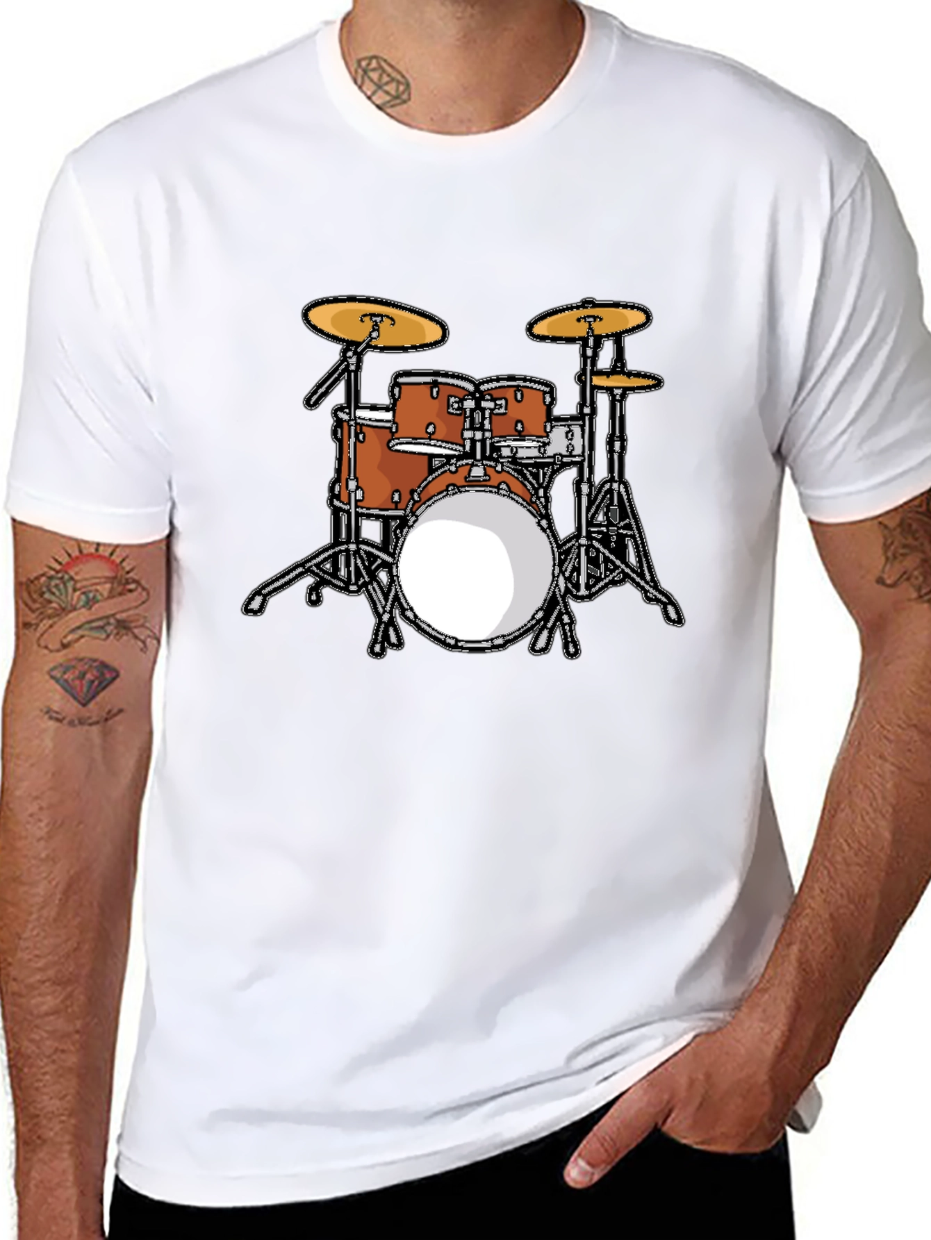 Cool Drum Set Graphic Tee - Black