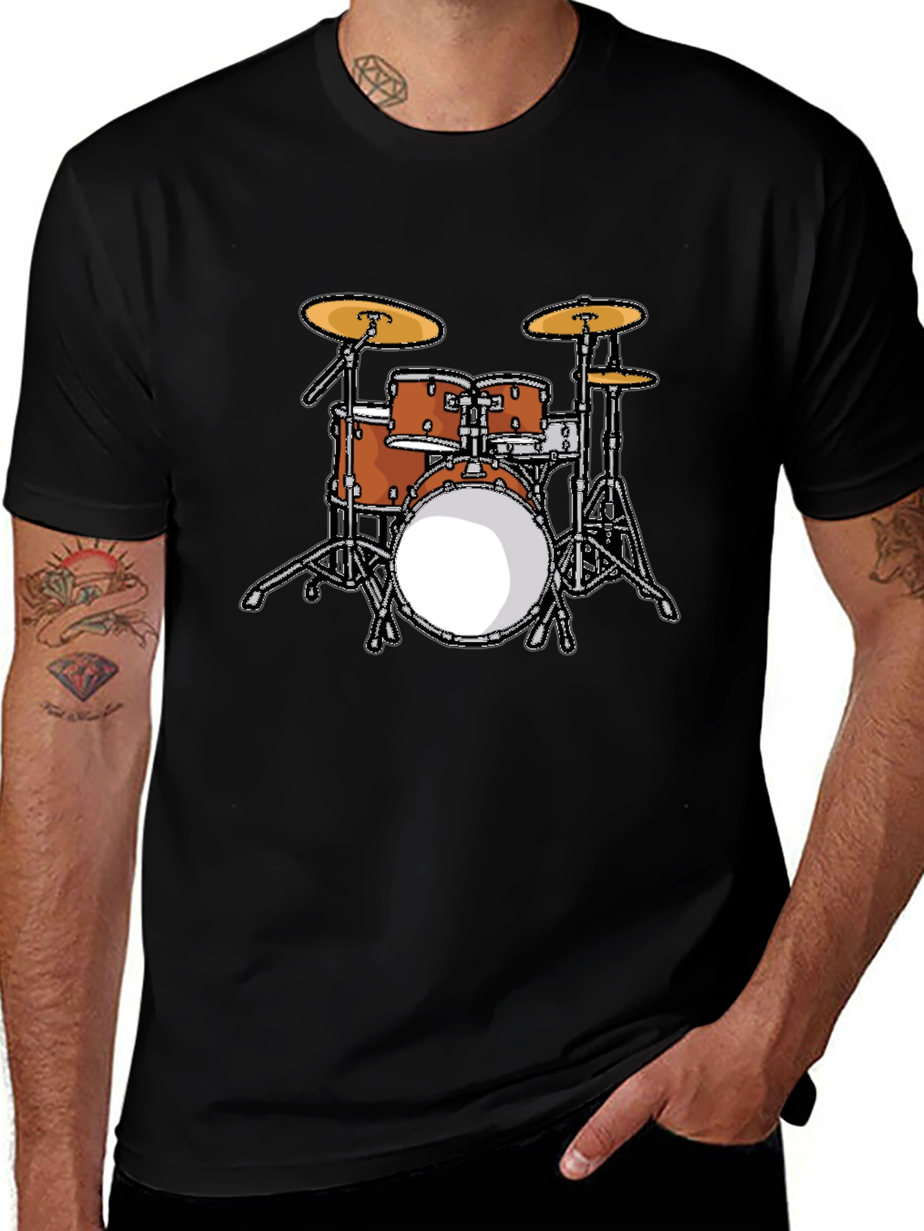 Cool Drum Set Graphic Tee - Black