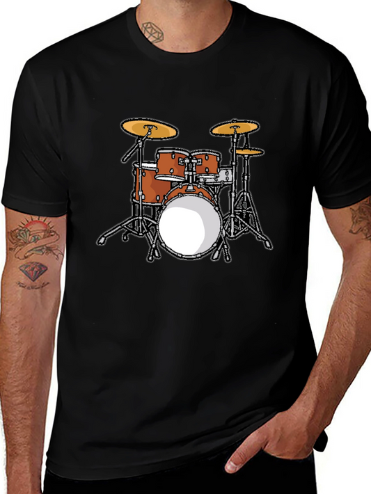 Cool Drum Set Graphic Tee - Black