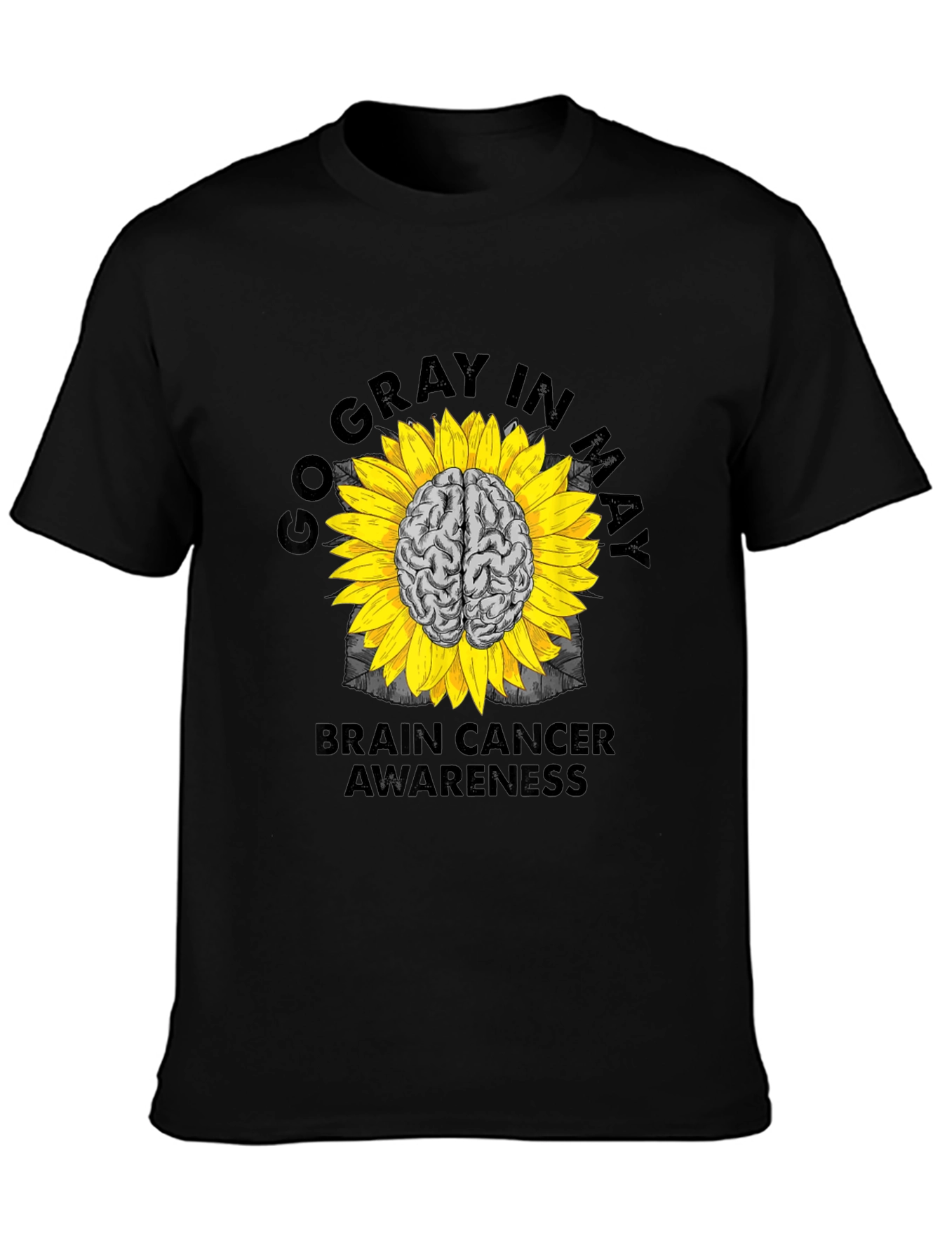 Go Gray in May Brain Cancer Awareness Sunflower T-Shirt
